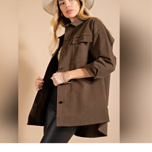 “ALL YOU NEED IS LOVE” Denim Shacket - Picture 3 of 5